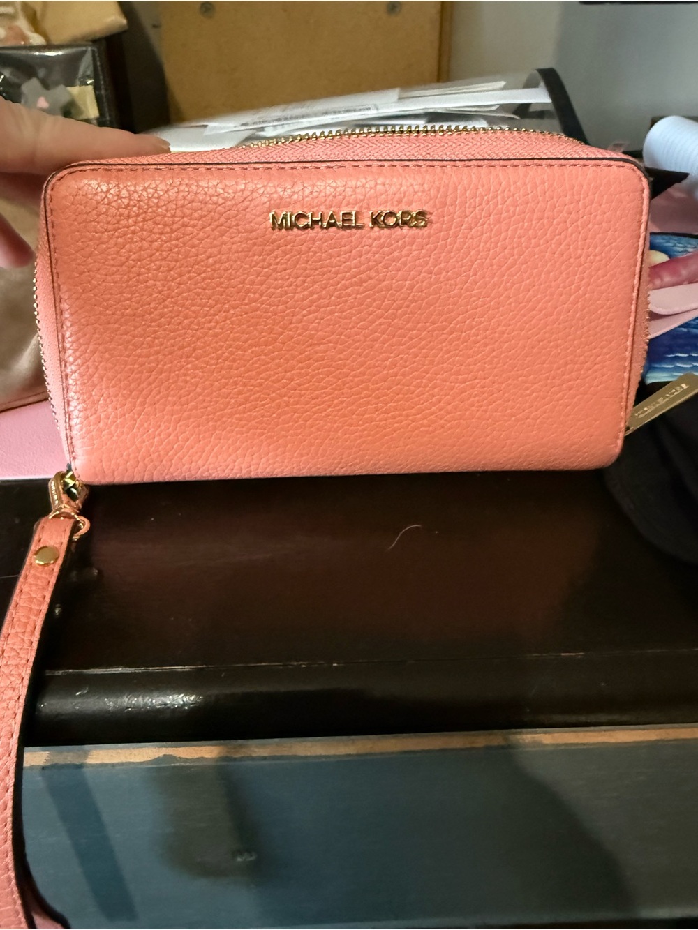 Michael Kors Coral Pink Saffiano Leather Tote with Gold Hardware - Picture 10 of 16